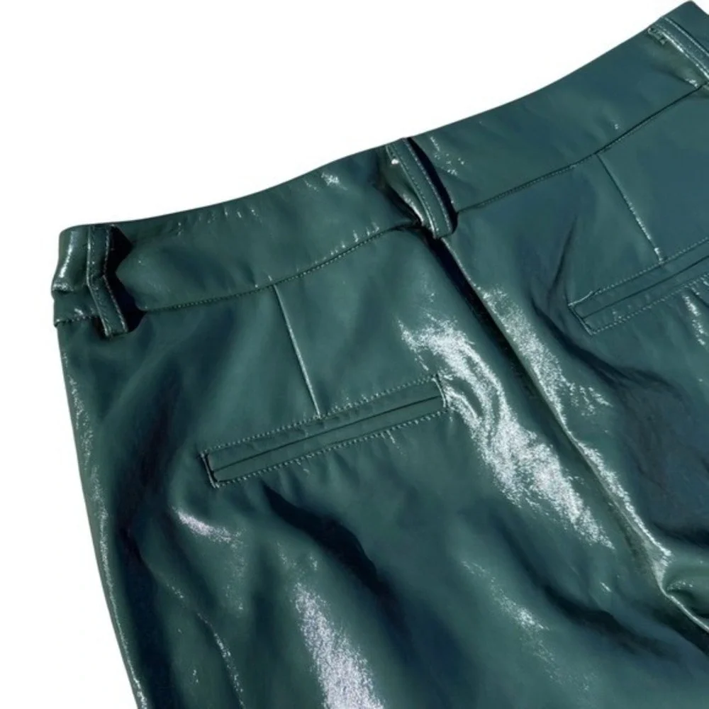 7 for all mankind faux leather wide leg cropped green pants Small/26 Scandi Girl